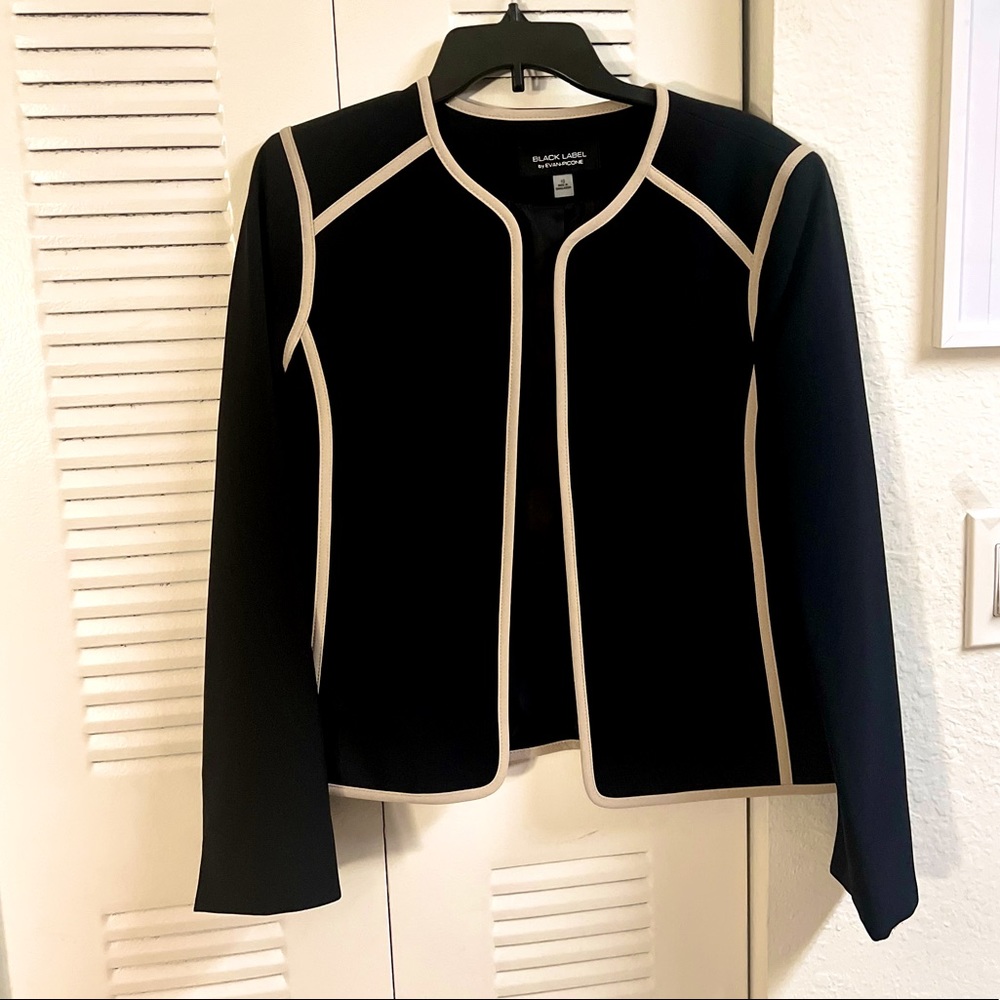 Evan Picone Crew Neck Open Front Black